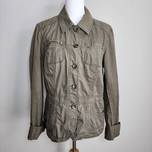 Tribal Khaki Jacket‎ Womens 10 Military Lightweight Full Zip Green Pockets Fall